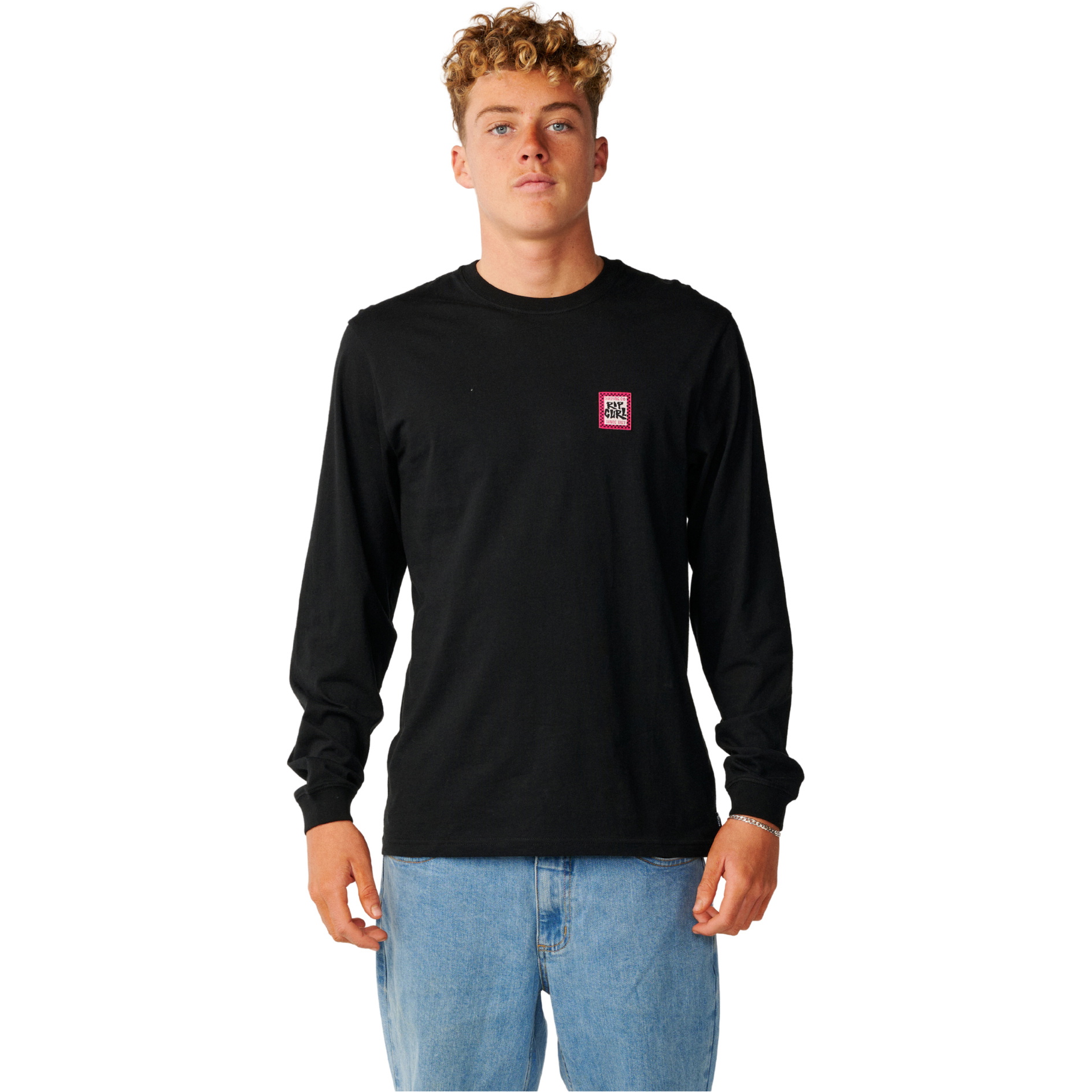 2026 Rip Curl Mens Streamline Badge Long Sleeve T-Shirt 13UMTE - Black